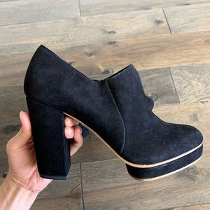TopShop Platform Black Suede Ankle Boots